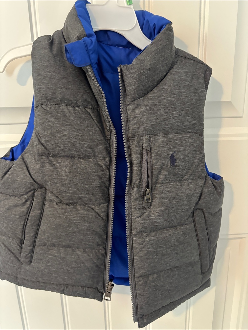 Polo by Ralph Lauren Gray Reversible Puffer Vest with Blue Lining